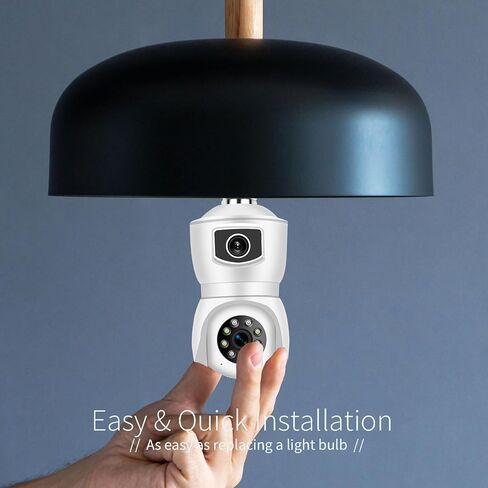 TIENCIY FHD 1080P Light Bulb Security Camera, Dual Lens 360° Wi-Fi Home Security Cameras Wireless Outdoor/Indoor Color Night Vision, Motion Tracking, Audible Alarm, Easy Installation IP Cameras in Kuwait