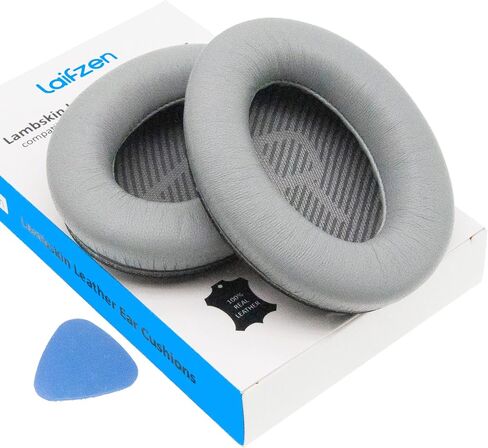 وسائد اذن بديلة QC45 QC35ii QC35 QC25 QC15 من لامبسكين، وسائد اذن بديلة لبوز QC 45 35 II QC2 AE2 AE2i AE2w ساوند لينك ساوند ترو 35ii 25 15 2 AE جلد الغنم رمادي رمادي فضي in Kuwait