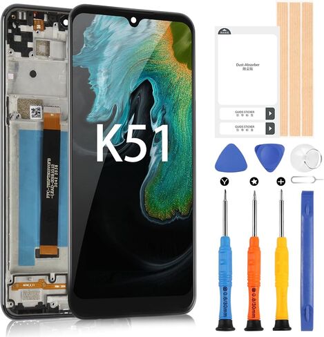 for LG K51 Screen Replacement, LCD Display with Frame Touch Digitizer for LG K51 K500 K500KM K500MM LMK500MM K500UM 6.5 inch Touch Screen Full Assembly with Repair Tools in Saudi Arabia