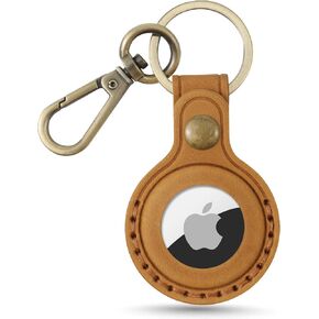 Jack&Chris Leather Airtag Holder Keychain, Air Tag Holder with Keyring Protective Case, Leather Keychain for Man, JC304
