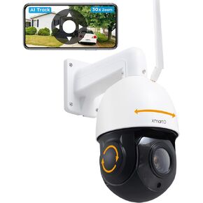 xmartO [تتبع تلقائي وتكبير 240x] كاميرا أمان لاسلكية Unicorn PRO 2K HD في الهواء الطلق، عموم/إمالة/تكبير (تكبير تلقائي، صوت محسن ثنائي الاتجاه، أضواء كاشفة ذكية 720 لومن ورؤية ليلية بالأشعة تحت الحمراء بطول 260 قدم، 2.4 جيجا واي فاي in Kuwait