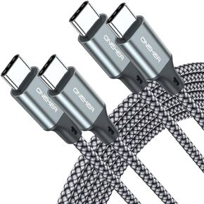 100W USB C to USB C Charger Cable, (2-Pack 5FT) Type C iPhone 15 Fast Charging Cable Compatible with MacBook Pro, iPad Pro Air, iPhone 15/15 Plus/15 Pro Max, Samsung Galaxy S23+/S22 Ultra, Pixel in Kuwait