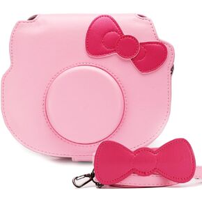 حقيبة كاميرا HelloHelio Mini Hello Kitty الفورية لكاميرات Fujifilm Instax، [مناسب تمامًا] حقيبة Pink Kitty Bowknot لكاميرا INS Mini KIT CHEKI (2014-2019) - وردي in Kuwait