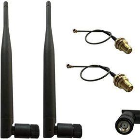 HUACAM HCM16 2 × 2.4 جيجا هرتز 6dBi هوائي داخلي متعدد الاتجاهات 802.11 بوصة/b / g RP-SMA وصلة أنثى + 2 × 12 سم UFL Mini PCI إلى RP-SMA Pigtail Antenna Wifi in Kuwait