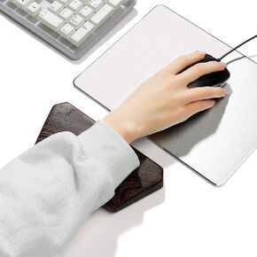 Wooden Keyboard Wrist Rest and Mouse Pad - Solid Wood Palm Rest Guard for Keyboard, Wenge Wood, 17.3in in Kuwait