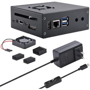 حافظة DVOZVO Orange Pi 5/5B مع مجموعة إمداد طاقة USB من النوع C 5V 4A، حافظة / حاوية معدنية برتقالية Pi 5B مع مروحة تبريد 40 مم ومجموعة 3 قطع من مبددات الحرارة من الألومنيوم لـ Orange Pi 5/5B 4GB/8GB/16GB/32GB in Kuwait