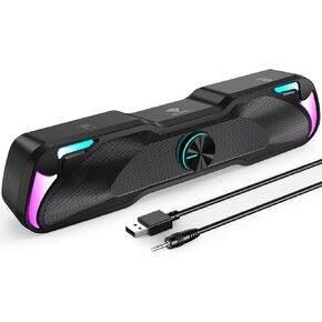 SPKPAL S135 Computer Speakers for Desktop, Touch Control Dynamic RGB Gaming Sound Bar with Bluetooth 5.0 & 3.5mm AUX-in, USB Powered PC Speakers with 10W Stereo Sound for Laptop, Tablet, Monitor, TV in Saudi Arabia