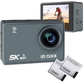 IZI Click 5K 30FPS Affordable Action Camera for Beginners | Wide Angle 170° HD, EIS Stabilization | Moto Vlog, Dashcam, 30m Waterproof Design | External Mic Support,15+ Accessories|1 Year Warranty in Kuwait