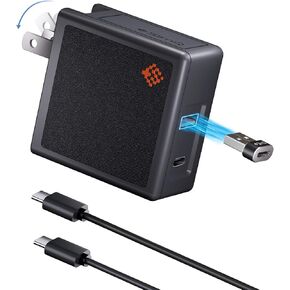 𝐒𝐥𝐢𝐦𝐐 65W,45W Laptop Charger：USB C GAN AC Adapter Charger - Foldable Mini Wall Plug for Lenovo,Dell, Chromebook,iPhone, iPad (+C2C Cable+A2C Converter)