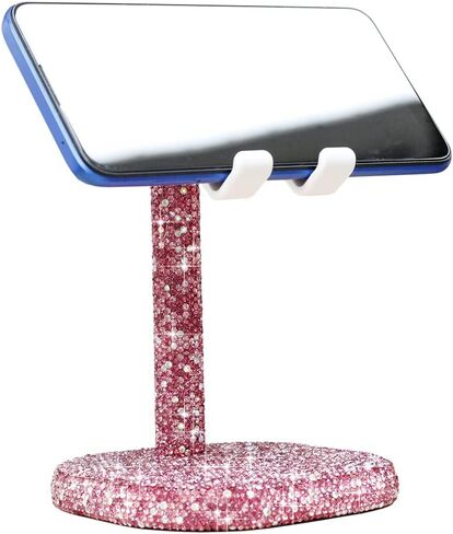 Bling Rhinestone Crystal Phone Stand, Adjustable Cell Phone Stand, Phone Holder for Desk, Desktop Holder, Cradle Compatible with iPhone Samsung Smartphones SL (Champagne) in Kuwait