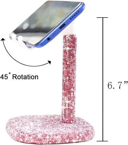 Bling Rhinestone Crystal Phone Stand, Adjustable Cell Phone Stand, Phone Holder for Desk, Desktop Holder, Cradle Compatible with iPhone Samsung Smartphones SL (Champagne) in Kuwait
