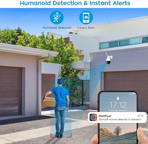xmartO [تتبع تلقائي وتكبير 240x] كاميرا أمان لاسلكية Unicorn PRO 2K HD في الهواء الطلق، عموم/إمالة/تكبير (تكبير تلقائي، صوت محسن ثنائي الاتجاه، أضواء كاشفة ذكية 720 لومن ورؤية ليلية بالأشعة تحت الحمراء بطول 260 قدم، 2.4 جيجا واي فاي in Kuwait
