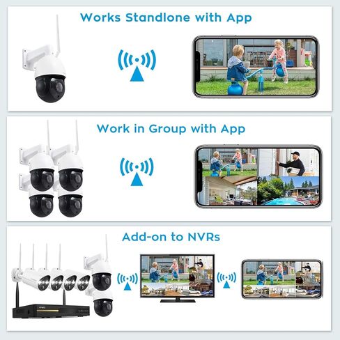 xmartO [تتبع تلقائي وتكبير 240x] كاميرا أمان لاسلكية Unicorn PRO 2K HD في الهواء الطلق، عموم/إمالة/تكبير (تكبير تلقائي، صوت محسن ثنائي الاتجاه، أضواء كاشفة ذكية 720 لومن ورؤية ليلية بالأشعة تحت الحمراء بطول 260 قدم، 2.4 جيجا واي فاي in Kuwait