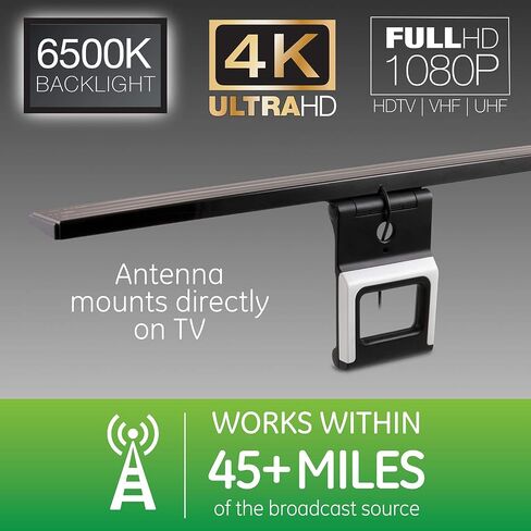 GE Enlighten HD Hover Antenna with Bias Lighting, Long Range, Mounts Directly on TV, Passive, 53592 in Saudi Arabia