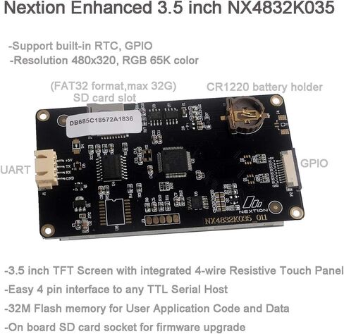 شاشة DIYmalls Nextion المحسنة 2.4 بوصة HMI شاشة تعمل باللمس مقاومة 5 فولت TFT LCD 320x240 للوحة Arduino ESP32 (NX3224K024) in Kuwait