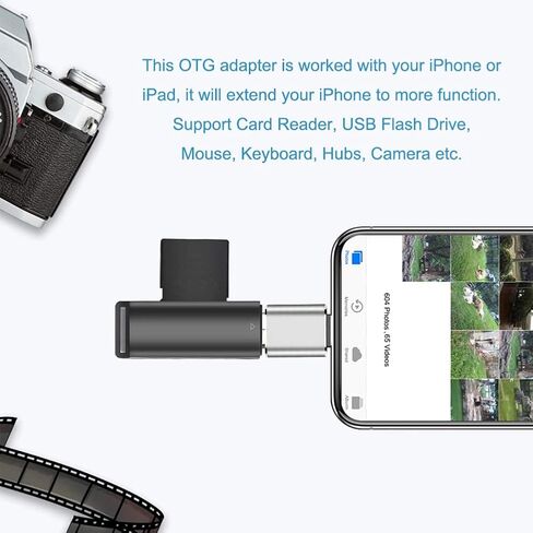 محول لايتنينج الى USB3 من روسيكلو معتمد من ام اف اي، محول مزامنة بيانات USB او تي جي متوافق مع ايفون 12/11/X/8/7/6/ايباد، كاميرا، قارئ بطاقات، ذاكرة فلاش USB، كيبورد ميدي، ماوس iOS 9.2-14+، فضي in Kuwait