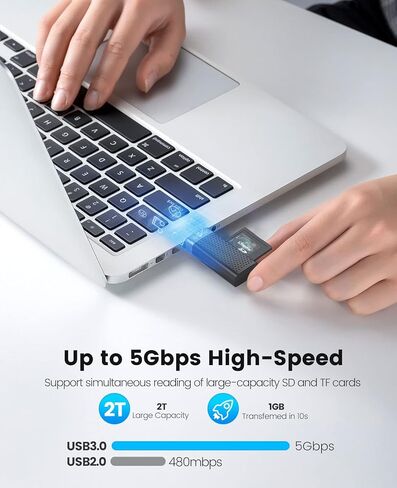 قارئ بطاقة SD، قارئ بطاقة ذاكرة USB 2 في 1 من ORICO لبطاقات SDXC، وSDHC، وSD، وMicro SD، وبطاقة Micro SDHC، وبطاقات Micro SDXC in Kuwait