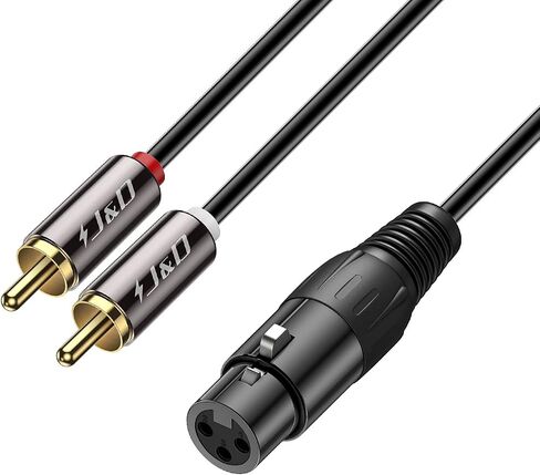 جيه اند دي كيبل تصحيح مقسم XLR الى 2 RCA Y، كيبل توصيل صوت ستيريو مزدوج غير متوازن من بلاستيك PVC ذكر الى اكس ال ار انثى لمكبر الصوت ومكثف ميكروفون ايه ام بي 6 قدم XLR-M-2RCA-G-6 قدم in Saudi Arabia