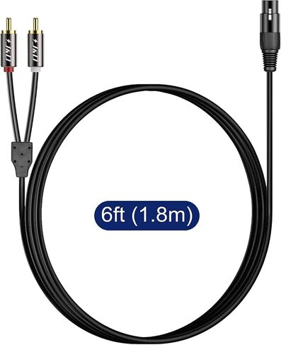 جيه اند دي كيبل تصحيح مقسم XLR الى 2 RCA Y، كيبل توصيل صوت ستيريو مزدوج غير متوازن من بلاستيك PVC ذكر الى اكس ال ار انثى لمكبر الصوت ومكثف ميكروفون ايه ام بي 6 قدم XLR-M-2RCA-G-6 قدم in Saudi Arabia