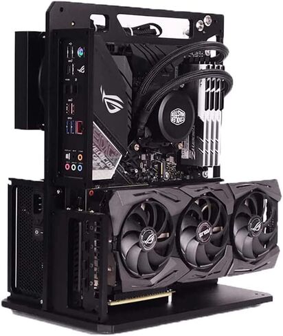 EDIY PC Case اختبار مقاعد البدلاء هيكل الكمبيوتر الألومنيوم في الهواء الطلق متوافق ATX MATX ITX اللوحة الأم تبريد الكمبيوتر هيكل شخصي عمودي أسود in Kuwait