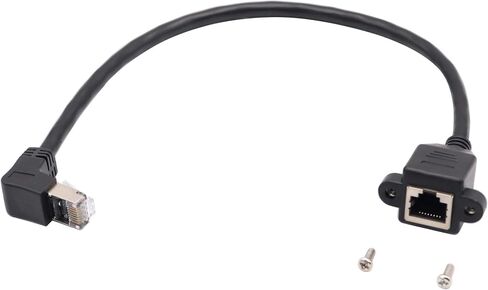 zdyCGTime Cat6e RJ45 Down Angle Male to Female Shielded Ethernet Network Screw Panel Mount Extension Cable 90 Degree Angle RJ45 Network Cable,1ft(Down) in Saudi Arabia