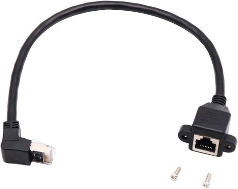 zdyCGTime Cat6e RJ45 Down Angle Male to Female Shielded Ethernet Network Screw Panel Mount Extension Cable 90 Degree Angle RJ45 Network Cable,1ft(Down) in Saudi Arabia