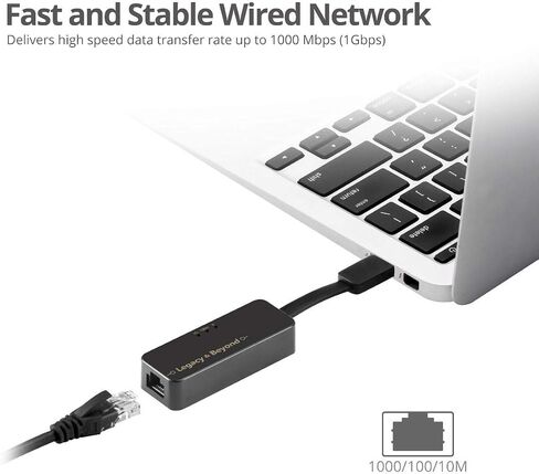 SIIG Foldable USB 3.0 to Ethernet Adapter, 10/100/1000 Mbps Gigabit Ethernet LAN RJ45, Supports Windows 10/8/7, Mac OS X 10.16 to 10.6 - Black (LB-US0714-S1) in Saudi Arabia