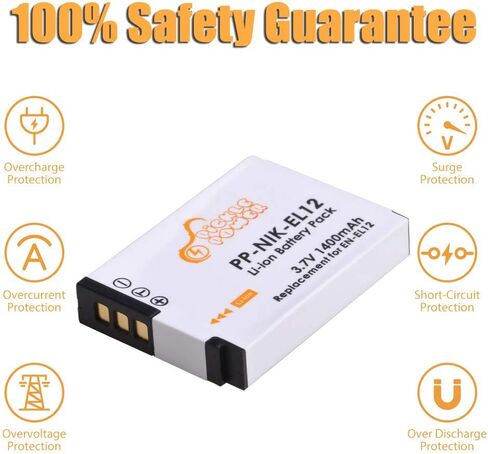 Pickle Power EN-EL12 Battery, 2 Pack EL12 Batteries and Slim LCD USB Charger Compatible with Nikon Coolpix AW110, AW100, S8200, S9700, S9400, S9500, S8200, S6300, S6200, S6100 Camera(1400mAh, 3.7V) in Saudi Arabia