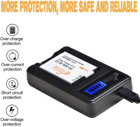 Pickle Power EN-EL12 Battery, 2 Pack EL12 Batteries and Slim LCD USB Charger Compatible with Nikon Coolpix AW110, AW100, S8200, S9700, S9400, S9500, S8200, S6300, S6200, S6100 Camera(1400mAh, 3.7V) in Saudi Arabia