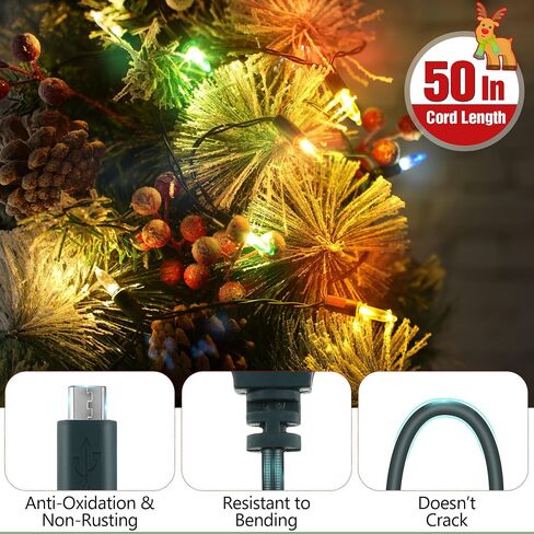 Christmas Light USB Type C Cable, 12 LED 50"Glowing Cord,1Pc Crystal Ball in Kuwait
