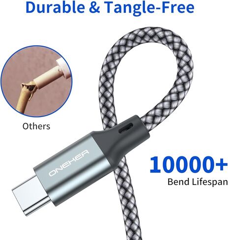 100W USB C to USB C Charger Cable, (2-Pack 5FT) Type C iPhone 15 Fast Charging Cable Compatible with MacBook Pro, iPad Pro Air, iPhone 15/15 Plus/15 Pro Max, Samsung Galaxy S23+/S22 Ultra, Pixel in Kuwait