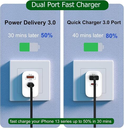 20W USB C Fast Charger+Quick Fast Charger 3.0 Wall Charger, Bangfun 5 Pack Dual Port PD Fast Charging Block Power Adapter Compatible iPhone 17/16/15/14/13/12/11 Pro Max/XS/SE/Plus, Samsung S20 (Black) in Kuwait