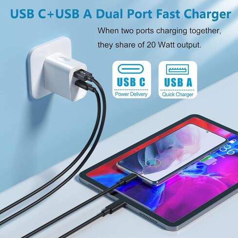 20W USB C Fast Charger+Quick Fast Charger 3.0 Wall Charger, Bangfun 5 Pack Dual Port PD Fast Charging Block Power Adapter Compatible iPhone 17/16/15/14/13/12/11 Pro Max/XS/SE/Plus, Samsung S20 (Black) in Kuwait