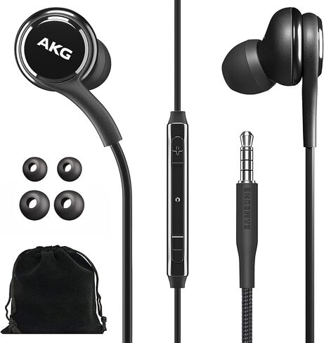 SAMSUNG AKG Wired Earbuds Original 3.5mm in-Ear Earbud Headphones with Remote & Microphone for Music, Phone Calls, Work - Noise Isolating Deep Bass, Includes Velvet Carrying Pouch - Black in Saudi Arabia