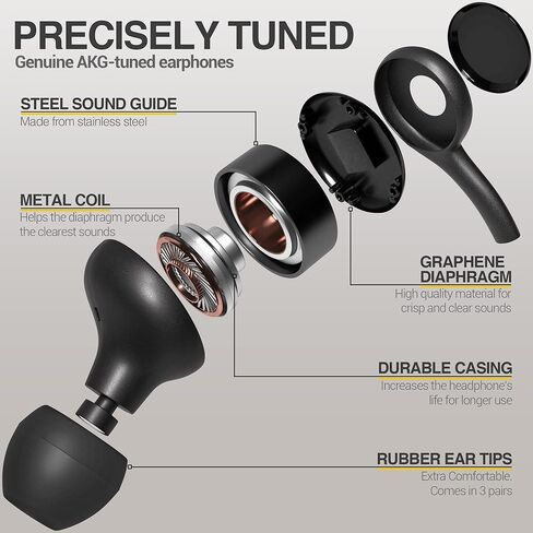 SAMSUNG AKG Wired Earbuds Original 3.5mm in-Ear Earbud Headphones with Remote & Microphone for Music, Phone Calls, Work - Noise Isolating Deep Bass, Includes Velvet Carrying Pouch - Black in Saudi Arabia