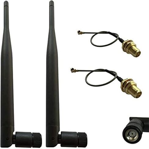 HUACAM HCM16 2 × 2.4 جيجا هرتز 6dBi هوائي داخلي متعدد الاتجاهات 802.11 بوصة/b / g RP-SMA وصلة أنثى + 2 × 12 سم UFL Mini PCI إلى RP-SMA Pigtail Antenna Wifi in Kuwait