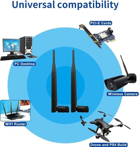 HUACAM HCM16 2 × 2.4 جيجا هرتز 6dBi هوائي داخلي متعدد الاتجاهات 802.11 بوصة/b / g RP-SMA وصلة أنثى + 2 × 12 سم UFL Mini PCI إلى RP-SMA Pigtail Antenna Wifi in Kuwait
