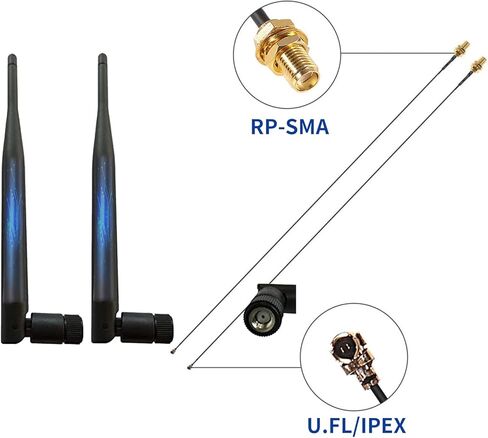 HUACAM HCM16 2 × 2.4 جيجا هرتز 6dBi هوائي داخلي متعدد الاتجاهات 802.11 بوصة/b / g RP-SMA وصلة أنثى + 2 × 12 سم UFL Mini PCI إلى RP-SMA Pigtail Antenna Wifi in Kuwait