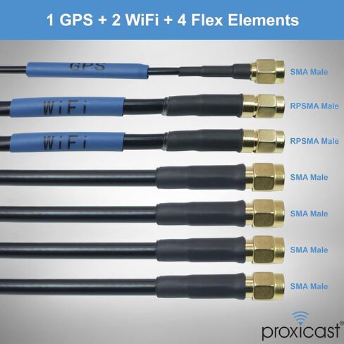 Proxicast 7-in-1 Pro-Grade MIMO 4G/5G + WiFi + GPS هوائي مرن مثبت على المسمار متوافق مع Cisco وCradlepoint وDigi وPeplink وأجهزة المودم/أجهزة التوجيه الأخرى (تم تجديد ANT-520-421) in Saudi Arabia
