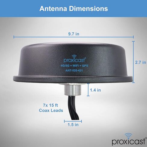 Proxicast 7-in-1 Pro-Grade MIMO 4G/5G + WiFi + GPS هوائي مرن مثبت على المسمار متوافق مع Cisco وCradlepoint وDigi وPeplink وأجهزة المودم/أجهزة التوجيه الأخرى (تم تجديد ANT-520-421) in Saudi Arabia