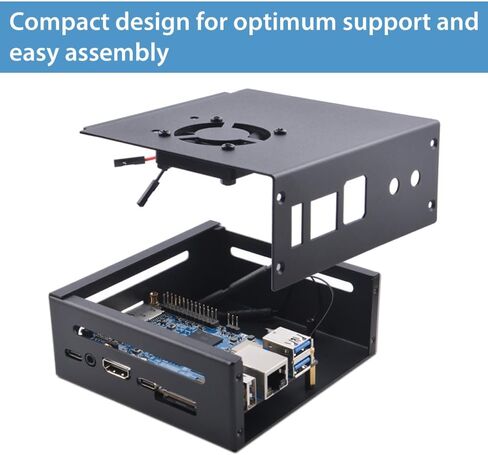 حافظة DVOZVO Orange Pi 5/5B مع مجموعة إمداد طاقة USB من النوع C 5V 4A، حافظة / حاوية معدنية برتقالية Pi 5B مع مروحة تبريد 40 مم ومجموعة 3 قطع من مبددات الحرارة من الألومنيوم لـ Orange Pi 5/5B 4GB/8GB/16GB/32GB in Kuwait