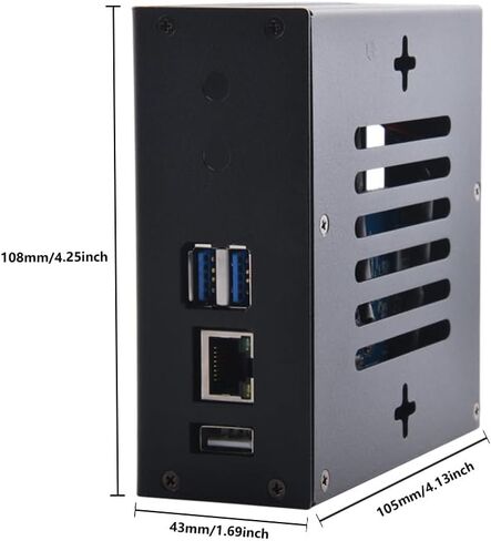 حافظة DVOZVO Orange Pi 5/5B مع مجموعة إمداد طاقة USB من النوع C 5V 4A، حافظة / حاوية معدنية برتقالية Pi 5B مع مروحة تبريد 40 مم ومجموعة 3 قطع من مبددات الحرارة من الألومنيوم لـ Orange Pi 5/5B 4GB/8GB/16GB/32GB in Kuwait