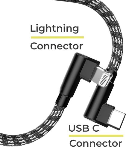 AGOZ 6FT Apple MFI Certified Lightning to USB C Cable 90° Right Angle Fast Charger Cord Compatible with iPhone 14, iPhone 13, 12 Pro max, iPhone SE, 11 PRO MAX, iPhone Xs XR X, iPhone 8 7 6S 6 5 in Kuwait
