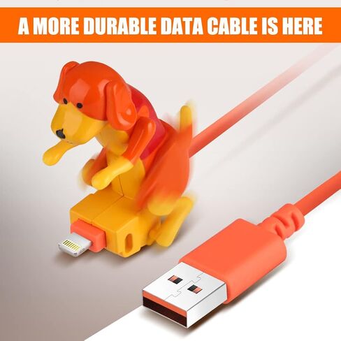 كابل شاحن Teursa Funny Dog كابل شحن للكلاب الضالة بطول 4 أقدام سلك شاحن USB لنظام Android (كابل Android، برتقالي) in Kuwait