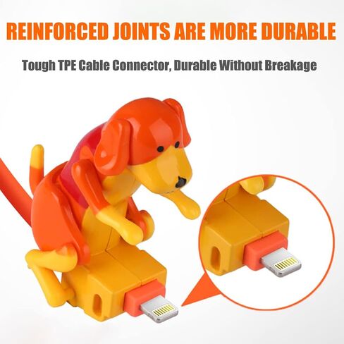 كابل شاحن Teursa Funny Dog كابل شحن للكلاب الضالة بطول 4 أقدام سلك شاحن USB لنظام Android (كابل Android، برتقالي) in Kuwait