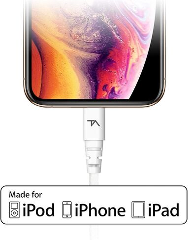 Tech Armor Apple MFi Certified Lightning Cable to USB A - 2FT Space Grey - Tough-Braided Extra-Strong Jacket - Sync/Charge iPhone & iPad in Kuwait