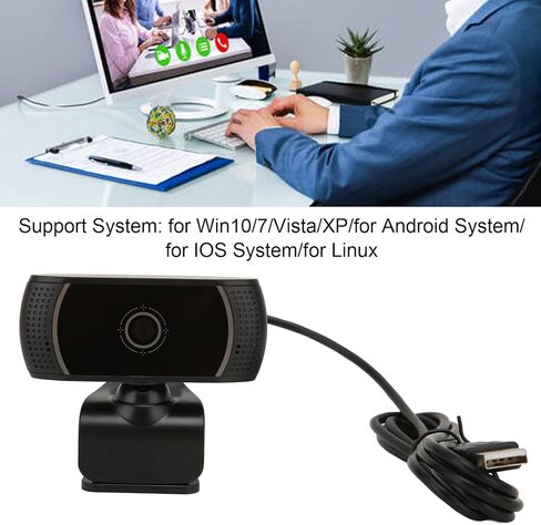 WODSOFT كاميرا الكمبيوتر التوصيل والتشغيل عبر الإنترنت فئة حية مؤتمر التركيز التلقائي سائق مرن مجاني 640x480 كاميرا ويب USB - كاميرا ويب، خارجية لأجهزة الكمبيوتر المحمول (أسود) in Kuwait