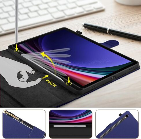 DETUOSI Leather Case for Samsung Galaxy Tab S9 11"/ S9 FE 10.9" (Wi-Fi/ 5G) 2023 Android Tablet with S Pen Holder + Silicone Back + Auto Sleep/Wake + Magnetic Closure Slim Folio Protective Book Cover in Kuwait
