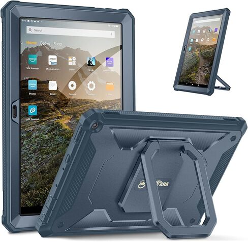 حافظة Fintie لهاتف Amazon Fire HD 10 & Fire HD 10 Plus (الجيل الحادي عشر، إصدار 2021) - [دوار Tuatara] غطاء حامل متعدد الوظائف مع واقي شاشة مدمج، أخضر داكن in Kuwait