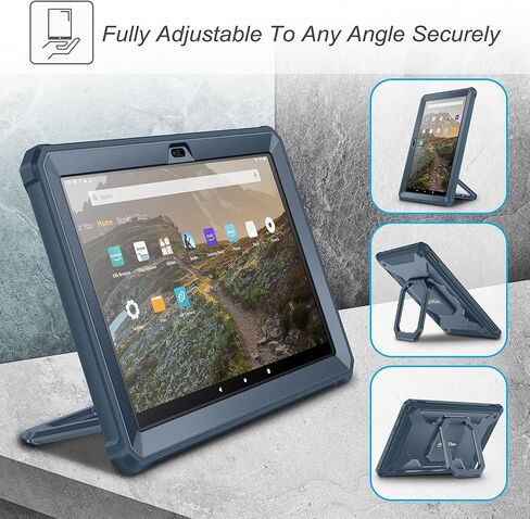 حافظة Fintie لهاتف Amazon Fire HD 10 & Fire HD 10 Plus (الجيل الحادي عشر، إصدار 2021) - [دوار Tuatara] غطاء حامل متعدد الوظائف مع واقي شاشة مدمج، أخضر داكن in Kuwait